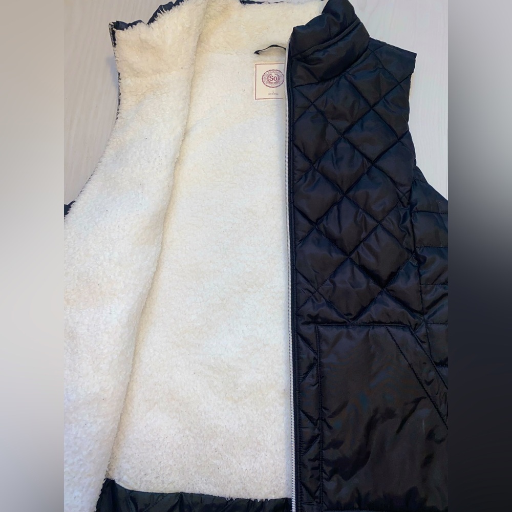 Black Quilted Sherpa Puffer Vest